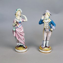 Vintage Pair Of Porcelain Figurines In Fancy Dress