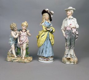 Group Of Three Staffordshire And German Vintage Porcelain Figurines