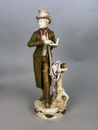 Vintage Porcelain Statuette Of Standing Gentleman, C. 20th Century