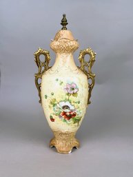 Royal Lichtenstein Blush Ivory Double Handle Porcelain Vase Converted To Lamp, Austria,