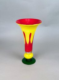 Red And Yellow Art Glass Vase, Modern