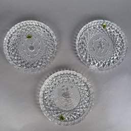 Three Waterford Crystal Plates From The 12 Days Of Christmas Series, 1990s