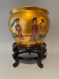 Chinese Fishbowl With Figural Decoration