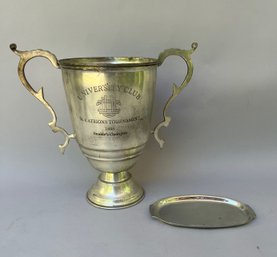 University Club, St Catrions Tournament 1898 Doubles Champion Trophy & American Bankers Assoc. Pewter Tray,