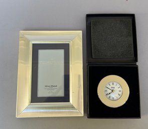 Silver Plated Picture Frame With Weems & Plarth Clock