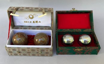 Two Set Of Asian Stone Round Balls