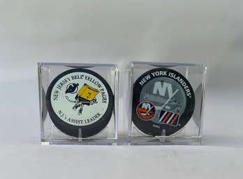New York Islanders, Official NHL Hockey Puck & New Jersey Bell Promotional Hockey Puck