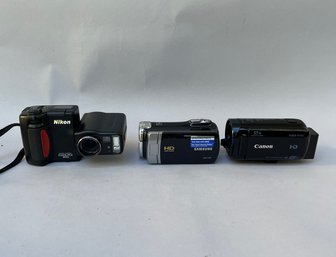 Three Video Cameras:  Nikon Coolpix 950, Samsung HD HMX F90 & Canon Vixia HF R60 Camcorder