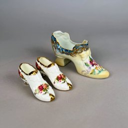 Three Porcelain Shoes, Mid-late 20th Century