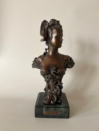 After Alfred Jean Foretay, (Swiss, 1861-1944), Bronze Sculpture Of A Maiden