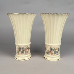 Pair Of Lenox Vases, Nature's Impressions
