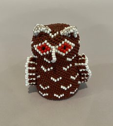 VIntage Zuni Pueblo, Beaded Brown And White Owl, Signed RX