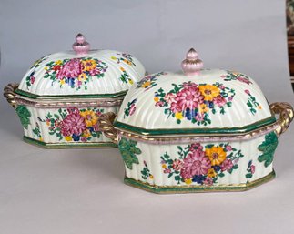 Pair Of Covered Dishes By United Wilson, Hong Kong, 1987