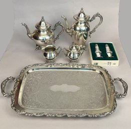 Oneida Silverplate Coffee And Tea Service With Salt And Pepper Set
