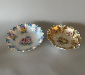 Two Vintage Transfer Printed And Hand Painted Bone China, Probably Germany