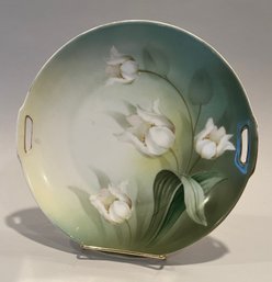 Vintage Two Handled Porcelain Paint Hand Painted With White Tulips, Manufactured By  RIS, Germany