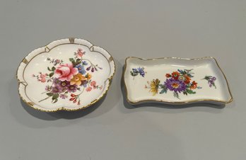 Tudor Rose Tray In Derby Posies, ROYAL CROWN DERBY & Floral Decorated Tray, JF S., Limoges, Franc