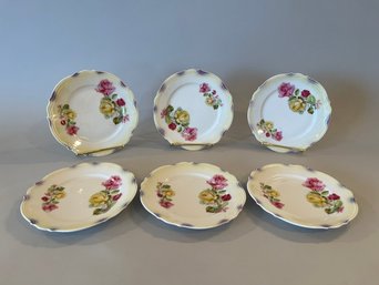 Set Of Six PK Silesia Rose Lusterware 6 1/2' Bread Plates