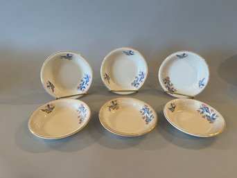 Set Of Six Bennett Baltimore S V Dessert Bowls With Blue Bird Decoration