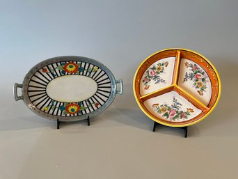 Two Mid Century Nippon Trays, Hand Painted Japan