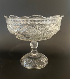 Possibly Richard Hartly Early American Pressed Glass Daisy And Button Crossbars Compote, 1885