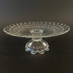 Probably Anchor Hocking Pressed Glass Pedestal Cake Stand With Bubble Design
