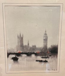 Anthony Robert Klitz (British, 1917-2000) Vinata Modernism City Of London With Big Ben, Fine Art
