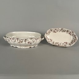 Two Ridgeways Transferware Pieces, A 8 3/4' Tray And Two Handled Vegetable Bowl