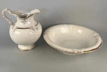 Ceramic Pitcher And Wash Basin Possibly Homer Laughlin