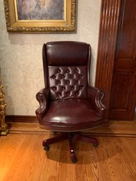Oxblood Imitation Leather Desk Chair