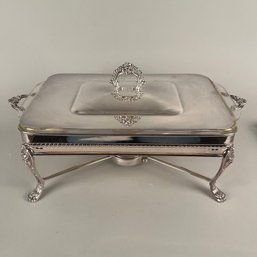 Silver Plate Chafer With Lid And Fire King Dishe, 2 Qt