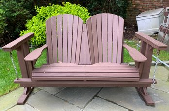 Red/Brown Painted Outdoor Adirondack Style Swinging Bench
