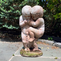 Cement Garden Statue Of Two Children/putti, Modern