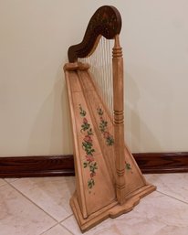 Hand Painted Roosebeck Minstrel Table Harp, Modern