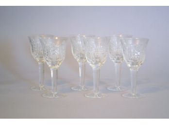Set Of Six Cut Crystal Cordial Glasses