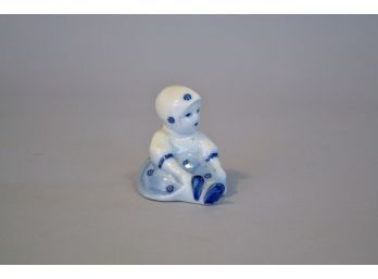 Zsolnay Porcelain Sitting Girl In Blue And White