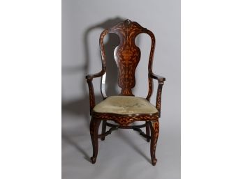 Dutch Marquetry Inlaid Arm Chair, 19th Century
