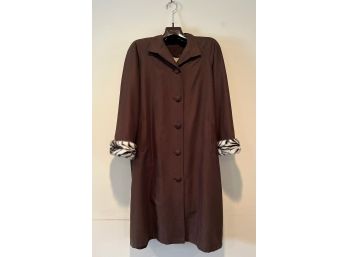 Mink-Lined Brown Rain Coat