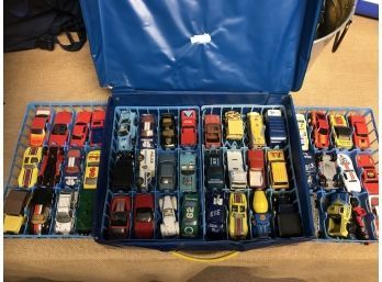 Collection Of Matchbox And Hotwheels Cars And Case.
