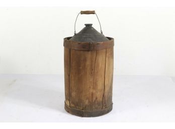Vintage Cone Top Wood Wrapped Metal Oil Can