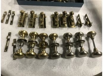 VIntage Set Of Brass Door Handles, Locksets And Accessories.