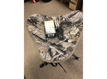 Tripod Camo Hunting Seat With 1 Bar Of Dead Down Wind Soap And G10 Utility Knife