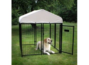 4 Ft. X 4 Ft. Pet Resort Kennel KIT With Sunbrella In Tahitian Sand- New