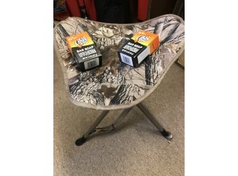 Camo Tripod Hunting Seat And Two Bars Of Dead Down Wind Soap