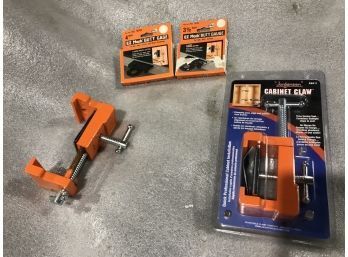 Two Cabinet Claw Clamps And Two Butt Gauges