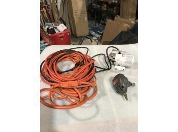Two Extension Cords, Senco Palm Nailer And Water Pump