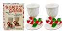 Vintage Candy Cane Porcelain Candle Holders - Never Used & In Original Box