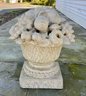 Vintage Topiary - Cast Stone Garden Urn With Flowers & Fruits - Garden Statuary
