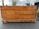 Dresser With Brass Pulls & Decorative Corners & Feet - Carved Open Chinoiserie  Inspired Base