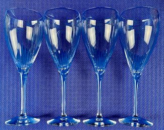 Orrefors Clear Wine Glasses - Elegant Cut Design At Base Of Goblet -  8 3/8 ' Tall - Great Vintage Design